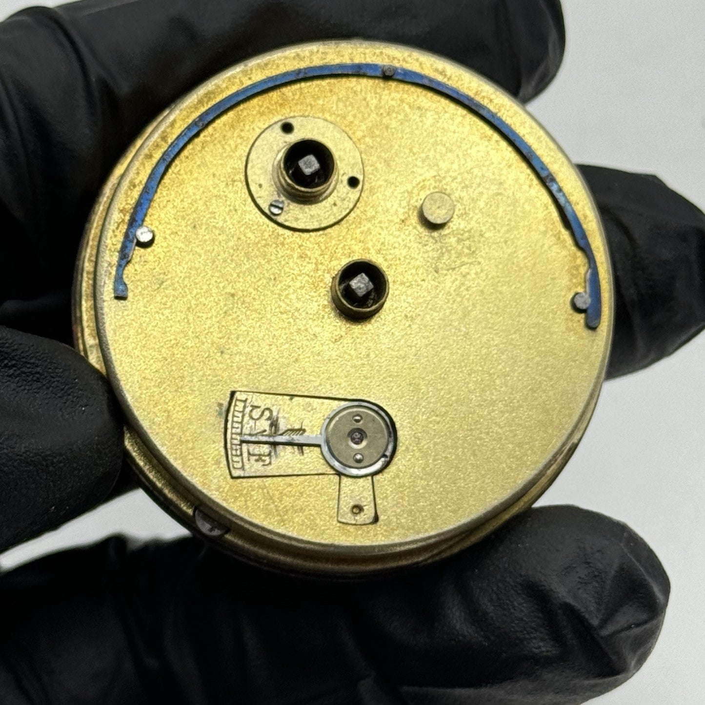 43.7mm Antique Key Wound Pocket Watch Movement - Porcelain Dial PARTS REPAIR