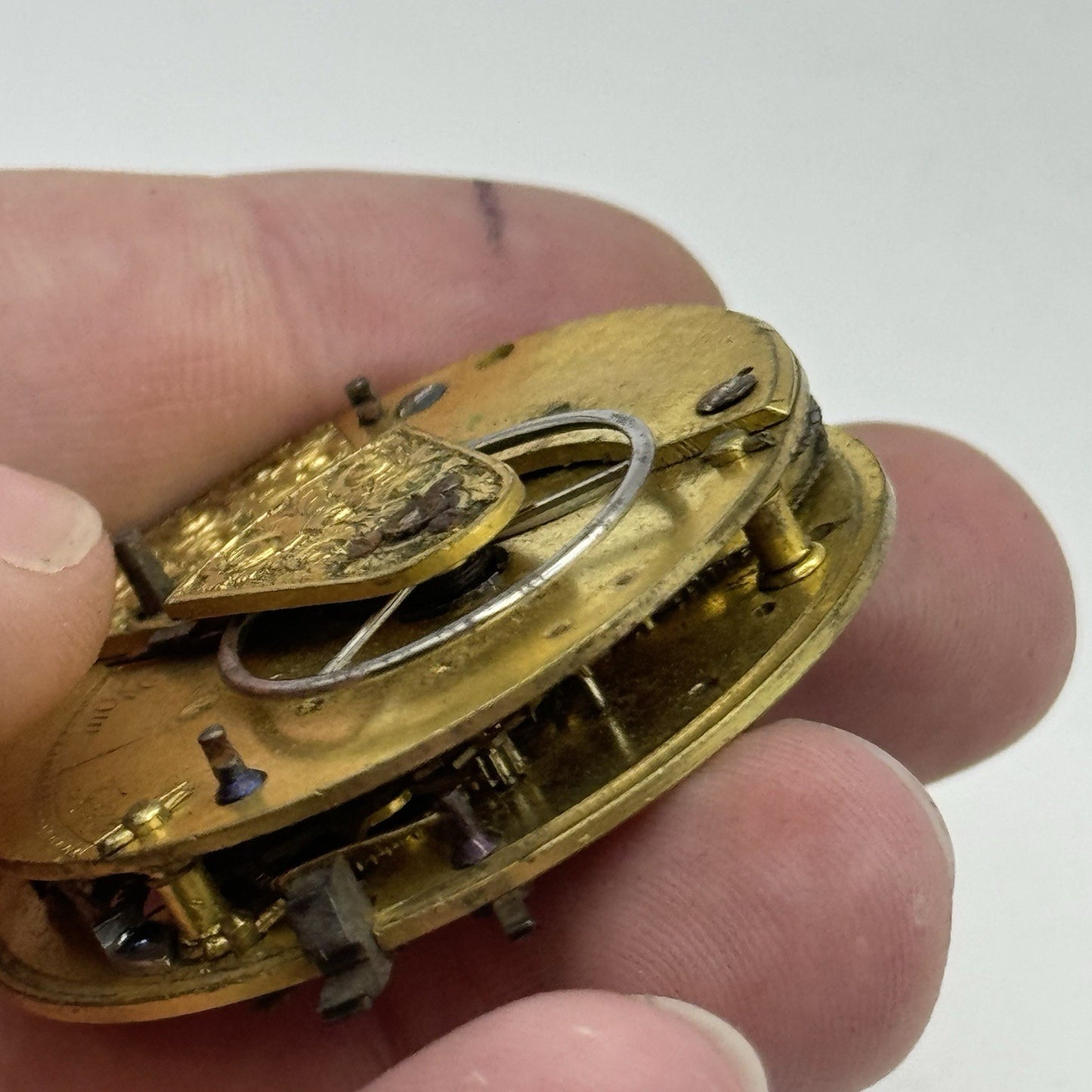 43.5mm Antique Fusee Pocket Watch Movement - Chain Present PARTS REPAIR SPARES