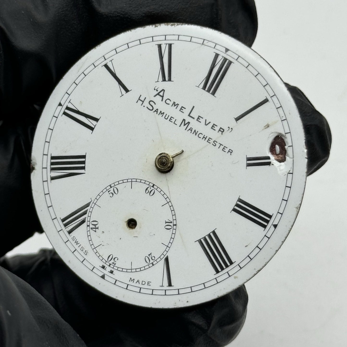 43.5mm Antique H Samuel Acme Lever Key Wound Pocket Watch Movement - PARTS
