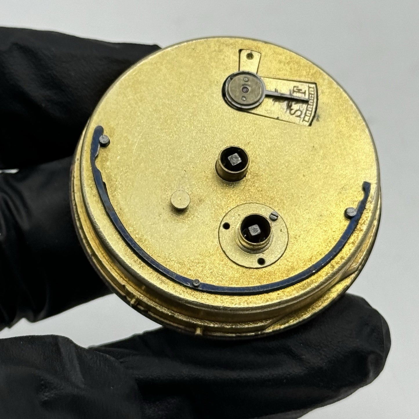 43.7mm Antique Key Wound Pocket Watch Movement - Porcelain Dial PARTS REPAIR
