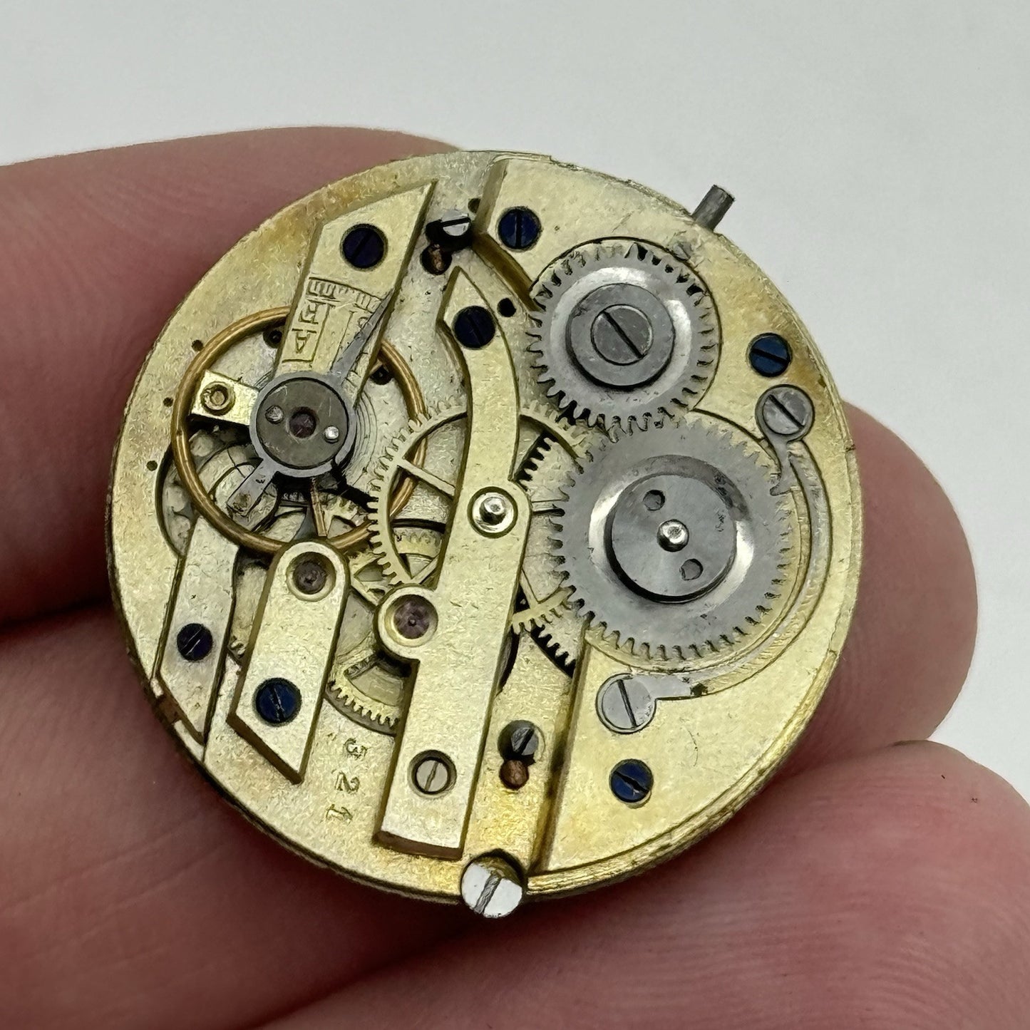 28mm Antique Beautiful Porcelain Dial Pocket Watch Movement - PARTS REPAIR SPARE