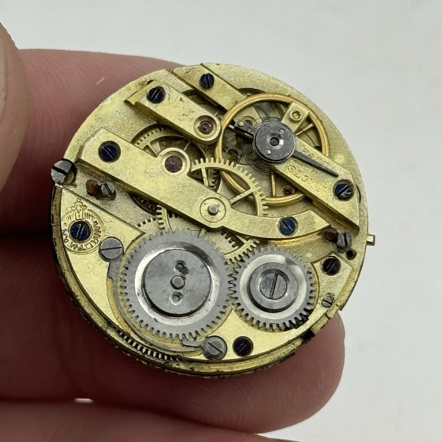 28.6mm Antique Waltman Beautiful Porcelain Dial Pocket Watch Movement - PARTS