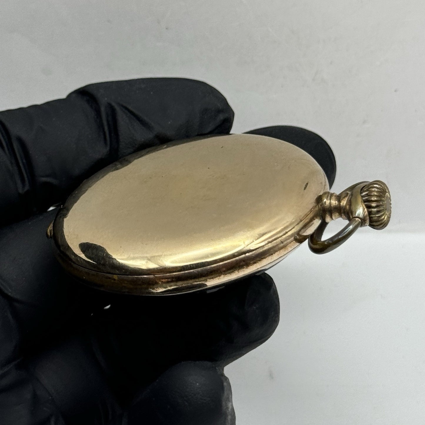 49mm WORKING Vintage Gold Filled Sub Seconds Open Face Pocket Watch & Box