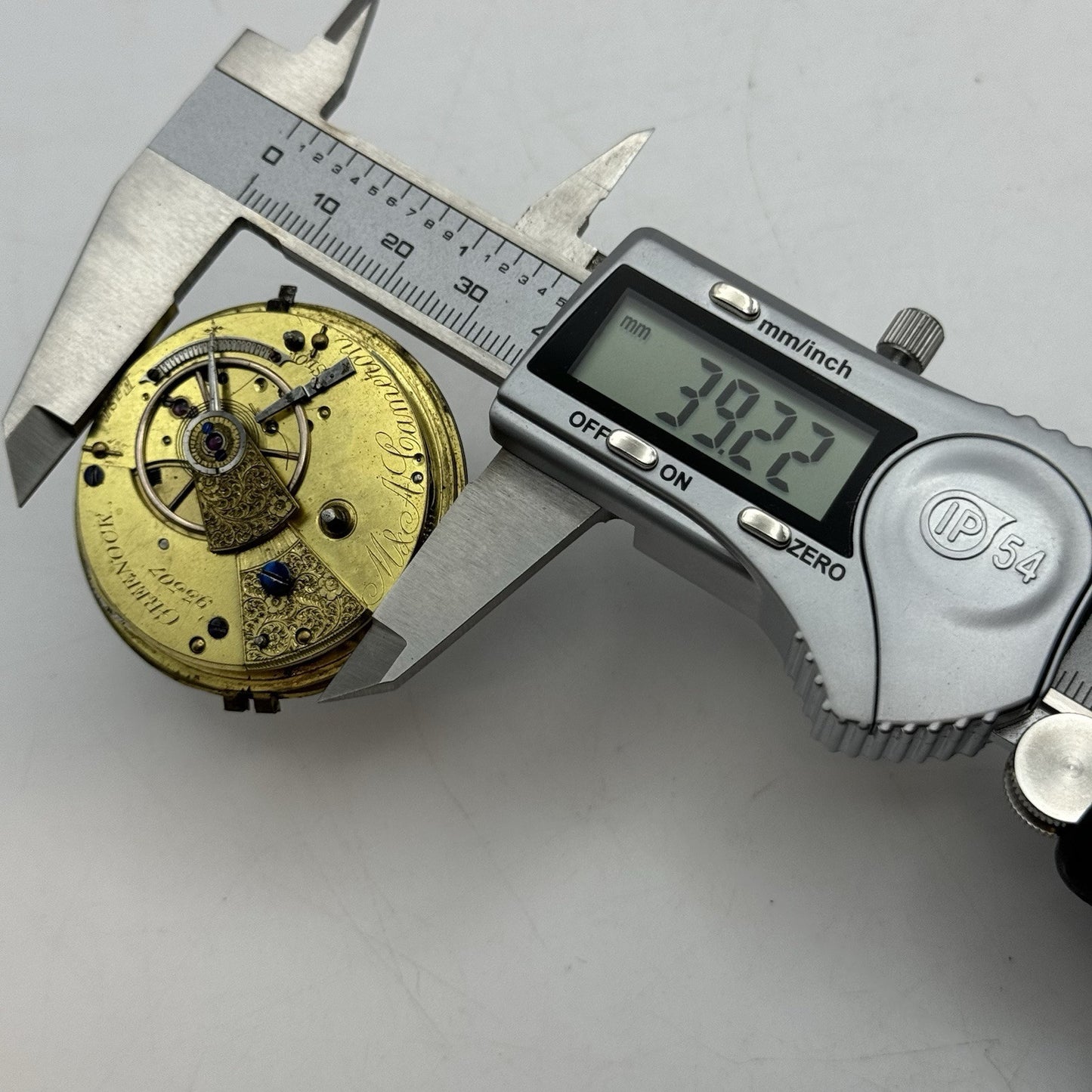44.7mm Antique Greenock Fusee Pocket Watch Movement - Balance Intact PARTS