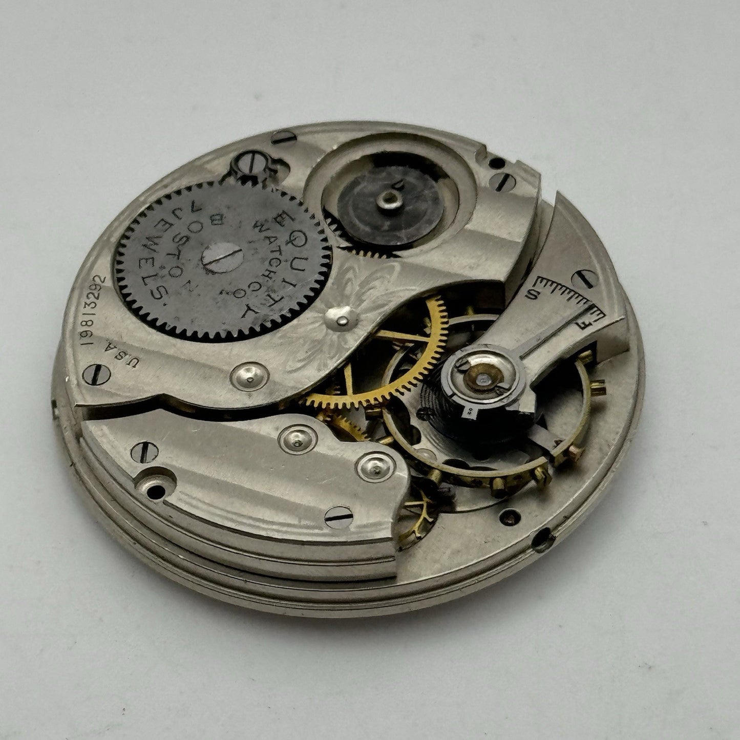 43.3mm Equity Watch Co Boston Open Face American Pocket Watch Movement PARTS