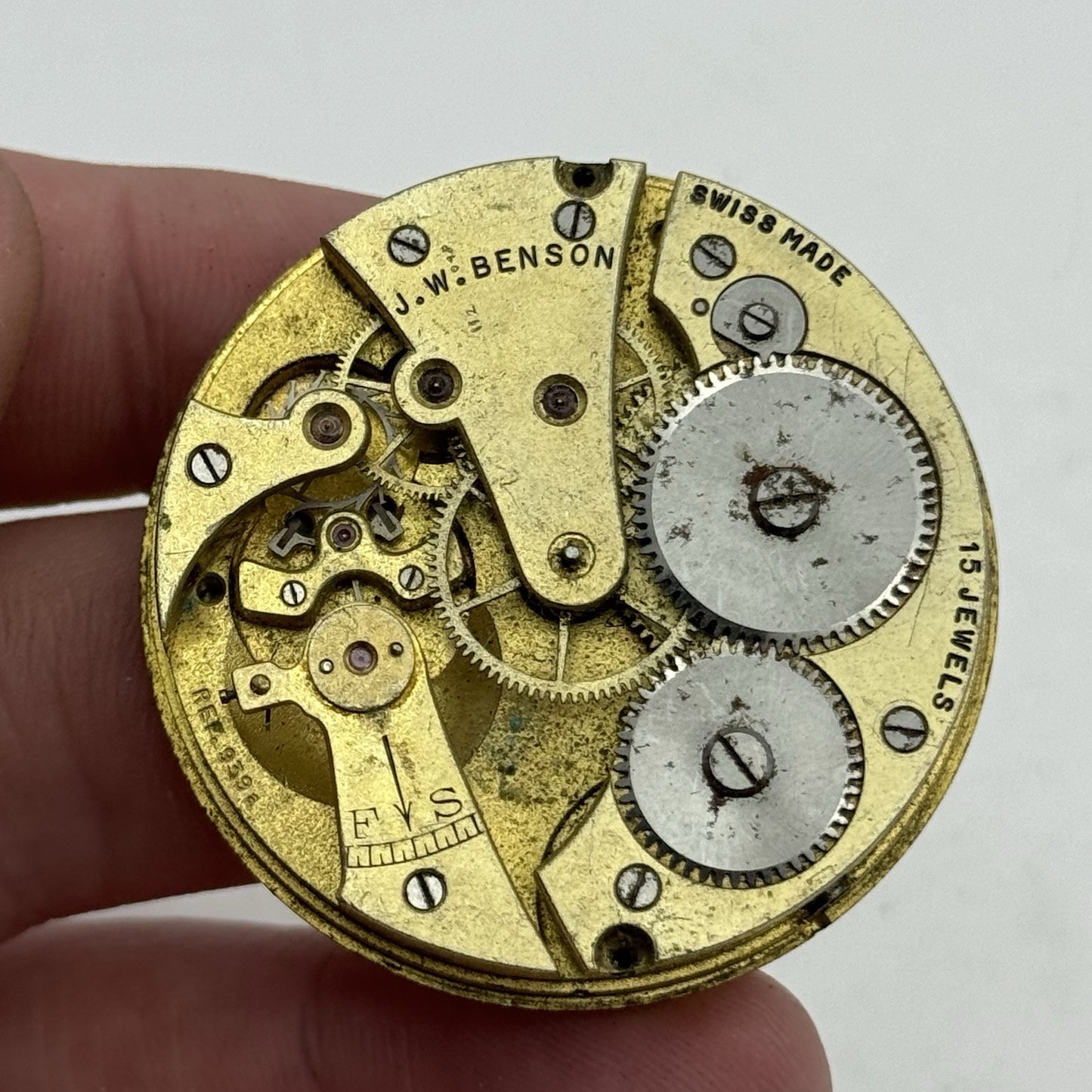 43.1mm J W Benson Ref 939a Manual Wind Swiss Pocket Watch Movement PARTS REPAIR