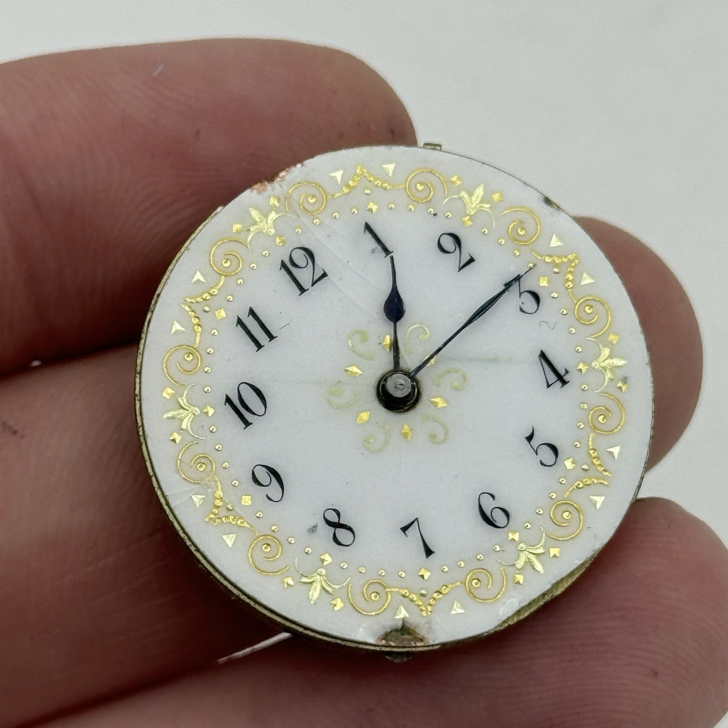 28.6mm Antique Waltman Beautiful Porcelain Dial Pocket Watch Movement - PARTS