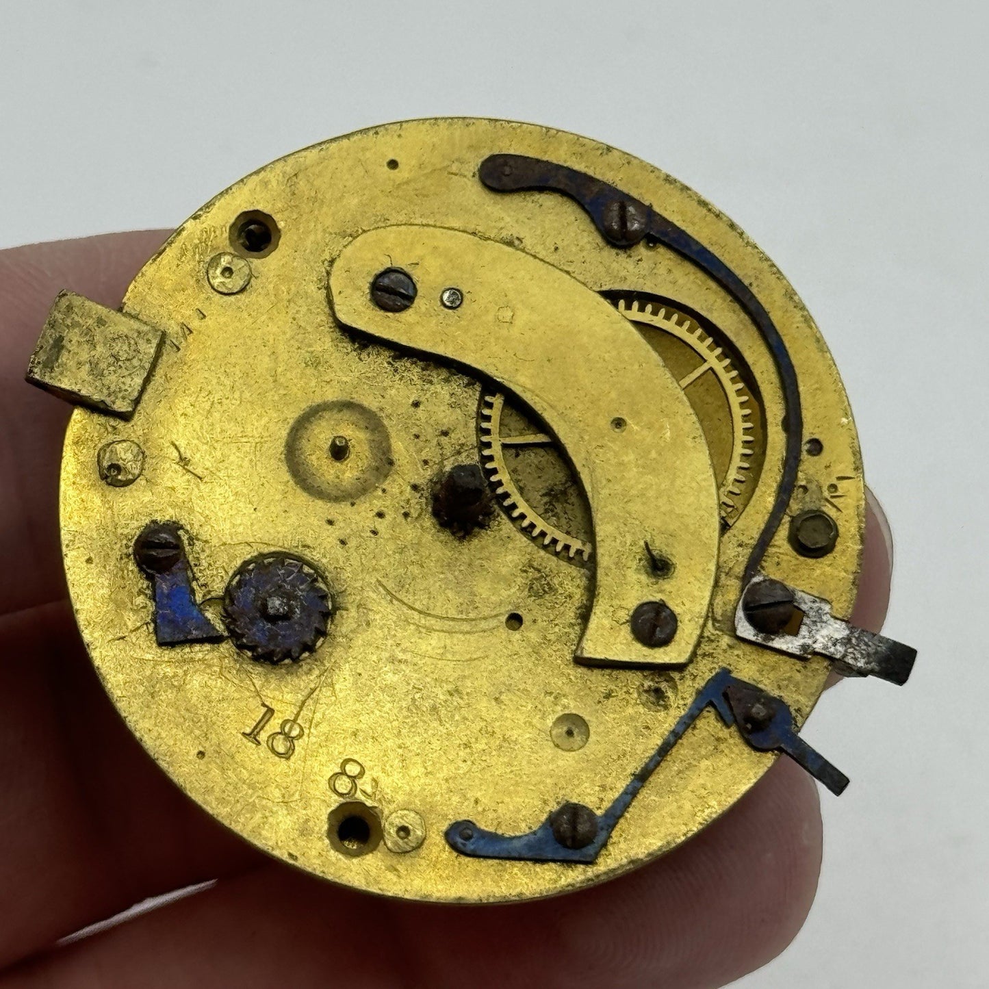 43.5mm Antique Fusee Pocket Watch Movement - Chain Present PARTS REPAIR SPARES