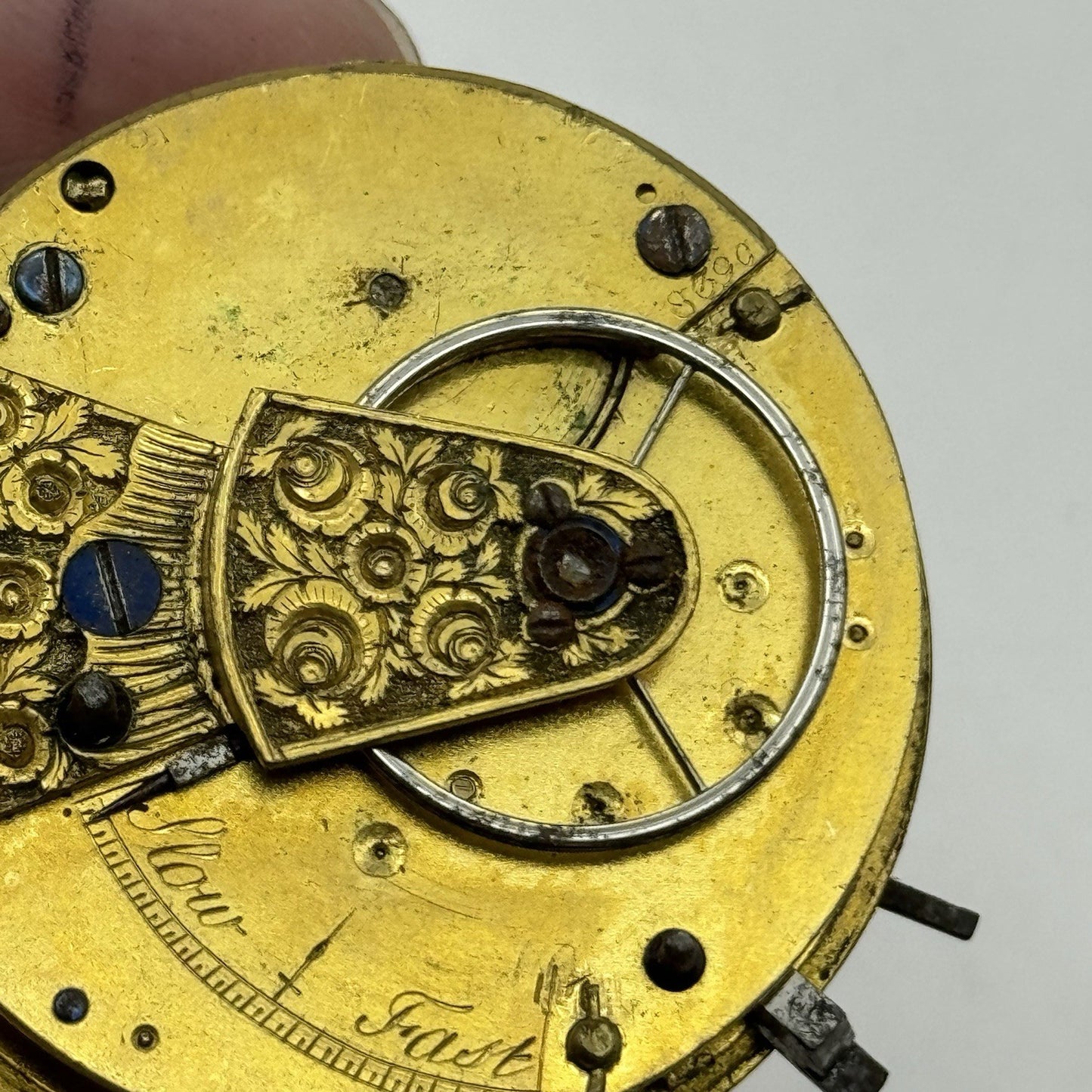 43.5mm Antique Fusee Pocket Watch Movement - Chain Present PARTS REPAIR SPARES