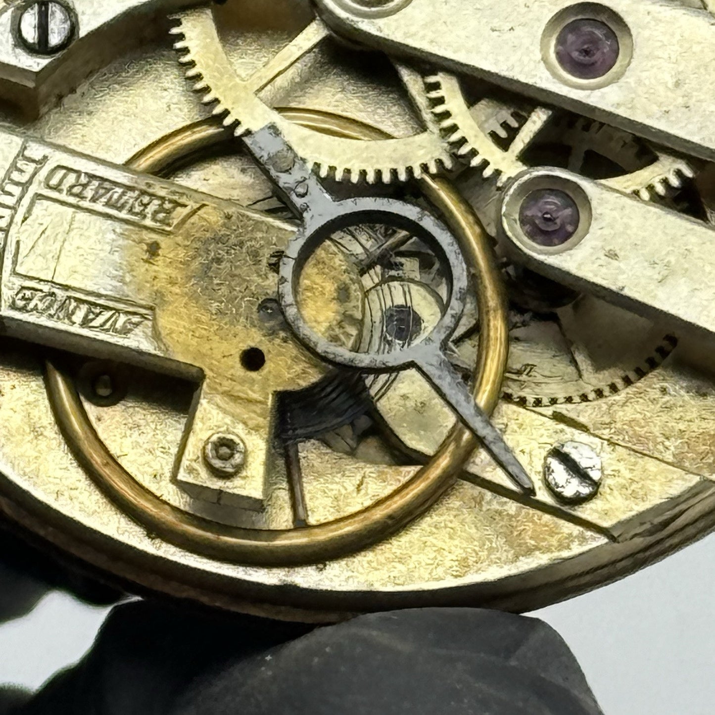 40.5mm Antique Top Wind Pocket Watch Movement - Porcelain Dial PARTS REPAIR
