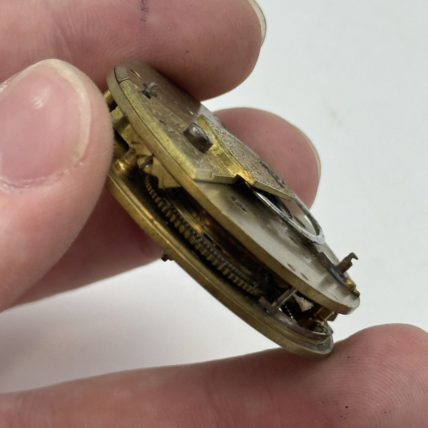 43mm Antique Fusee Pocket Watch Movement - Chain Missing PARTS REPAIR SPARES