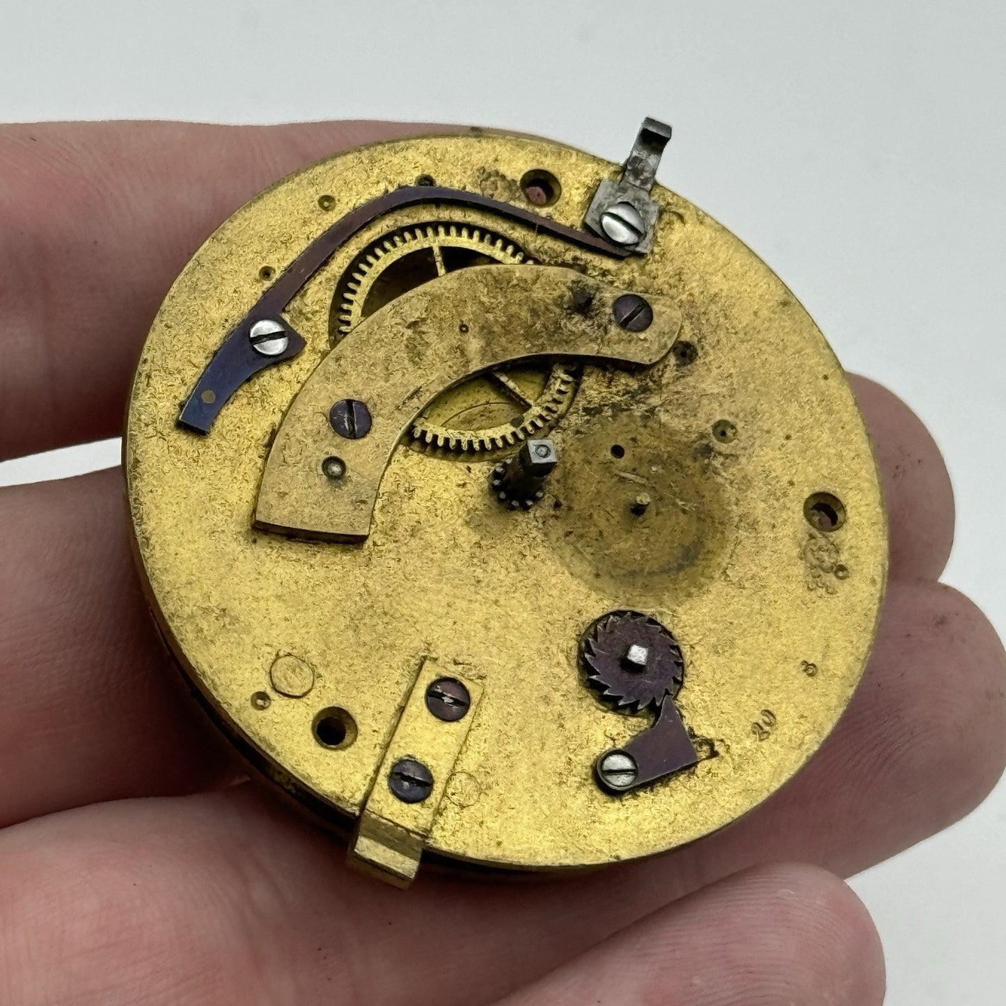 46.3mm Antique Fusee Pocket Watch Movement - Chain Present PARTS REPAIR SPARES
