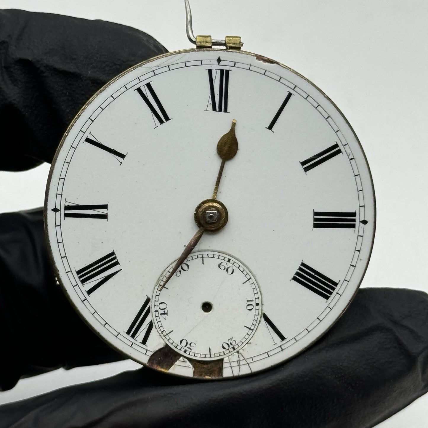 39.5mm Antique Key Wound Fusee Pocket Watch Movement - Broken Chain PARTS REPAIR
