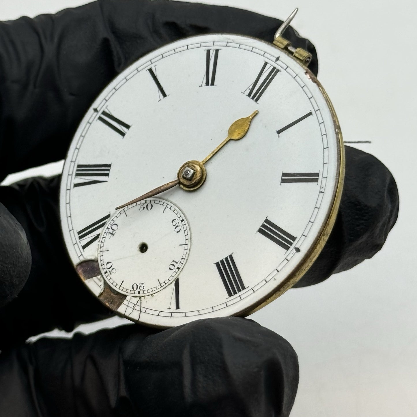 39.5mm Antique Key Wound Fusee Pocket Watch Movement - Broken Chain PARTS REPAIR