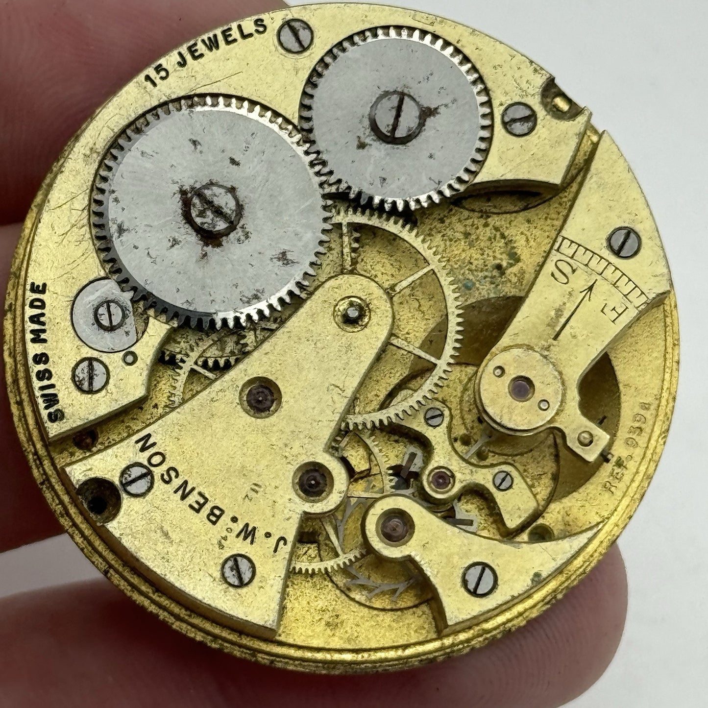 43.1mm J W Benson Ref 939a Manual Wind Swiss Pocket Watch Movement PARTS REPAIR