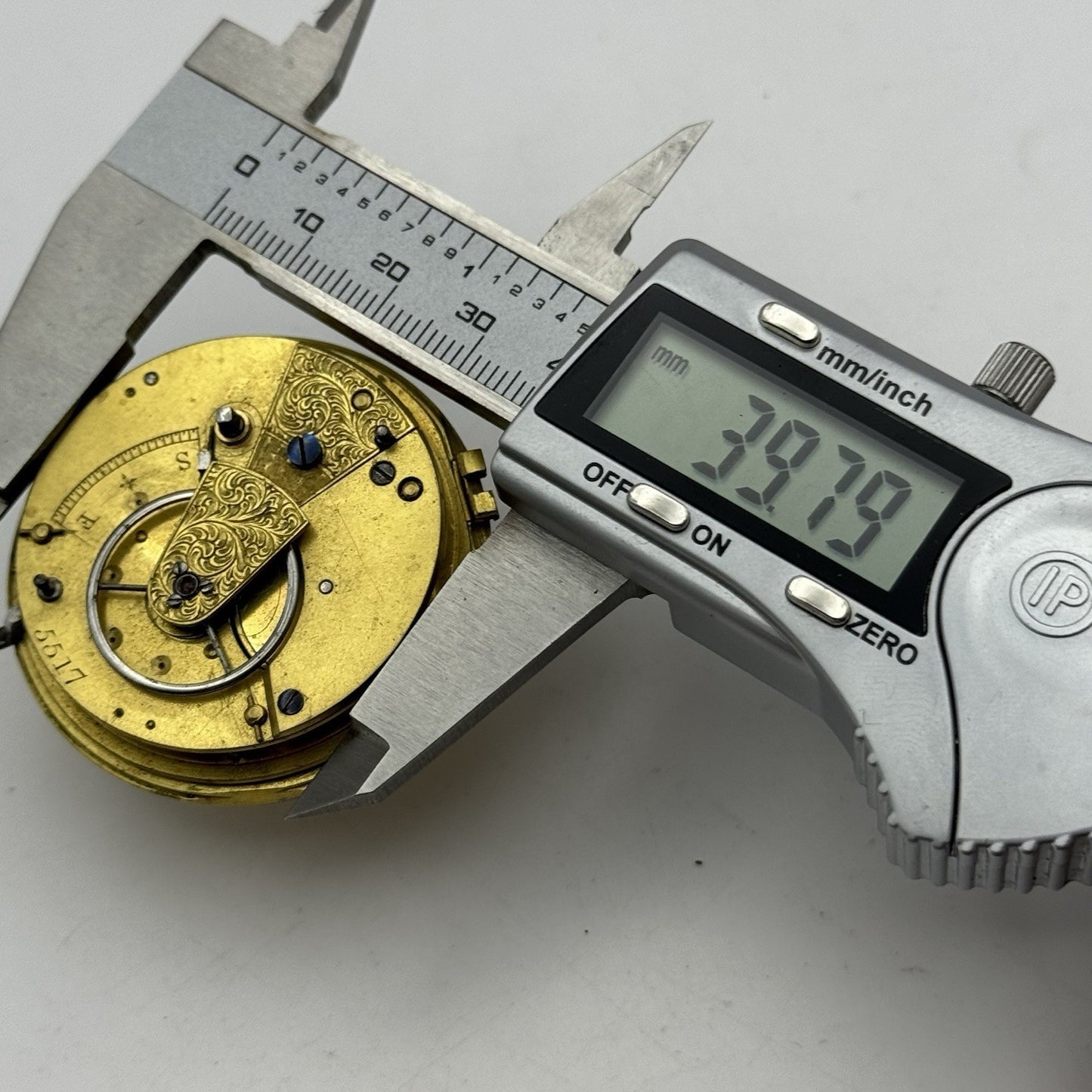 45.3mm Antique Fusee Pocket Watch Movement - Chain Missing PARTS REPAIR SPARES