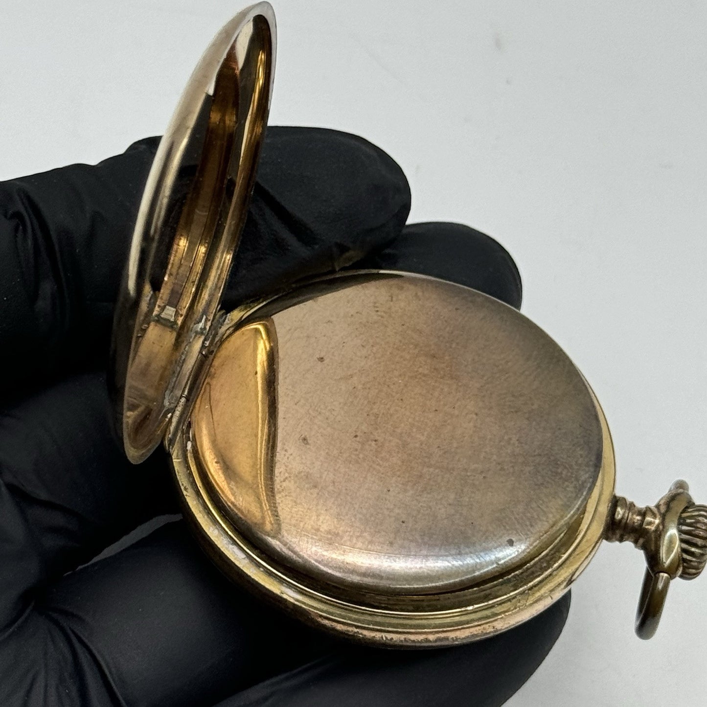 49mm WORKING Vintage Gold Filled Sub Seconds Open Face Pocket Watch & Box