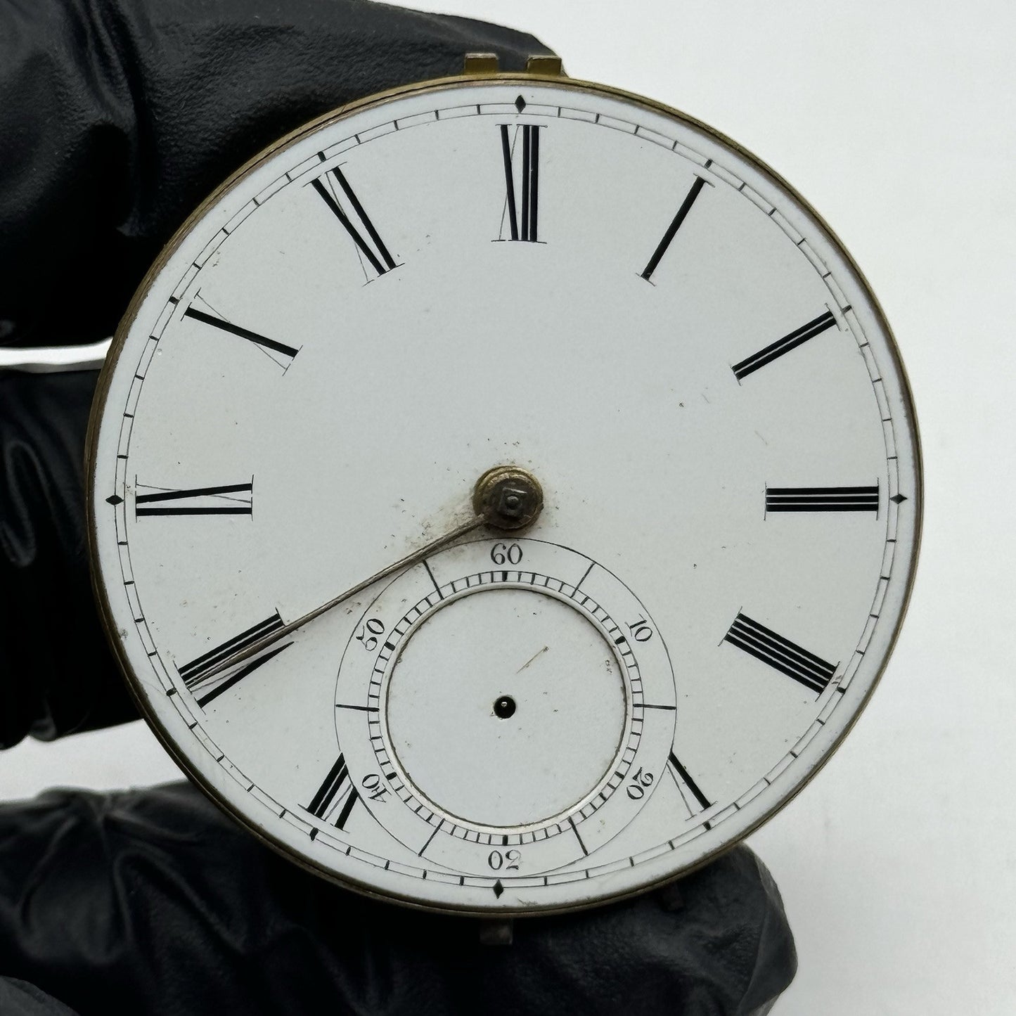45.7mm Antique Key Wound Fusee Pocket Watch Movement Chain Present PARTS REPAIR
