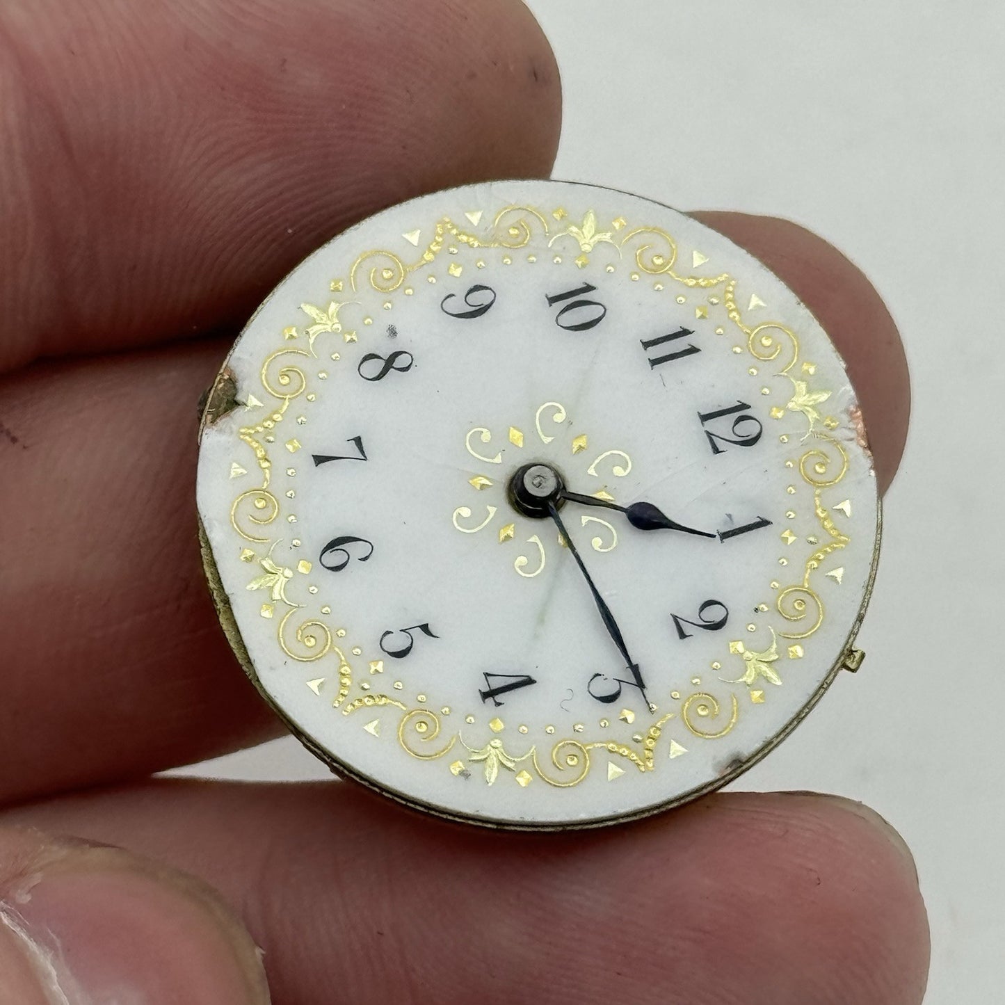 28.6mm Antique Waltman Beautiful Porcelain Dial Pocket Watch Movement - PARTS