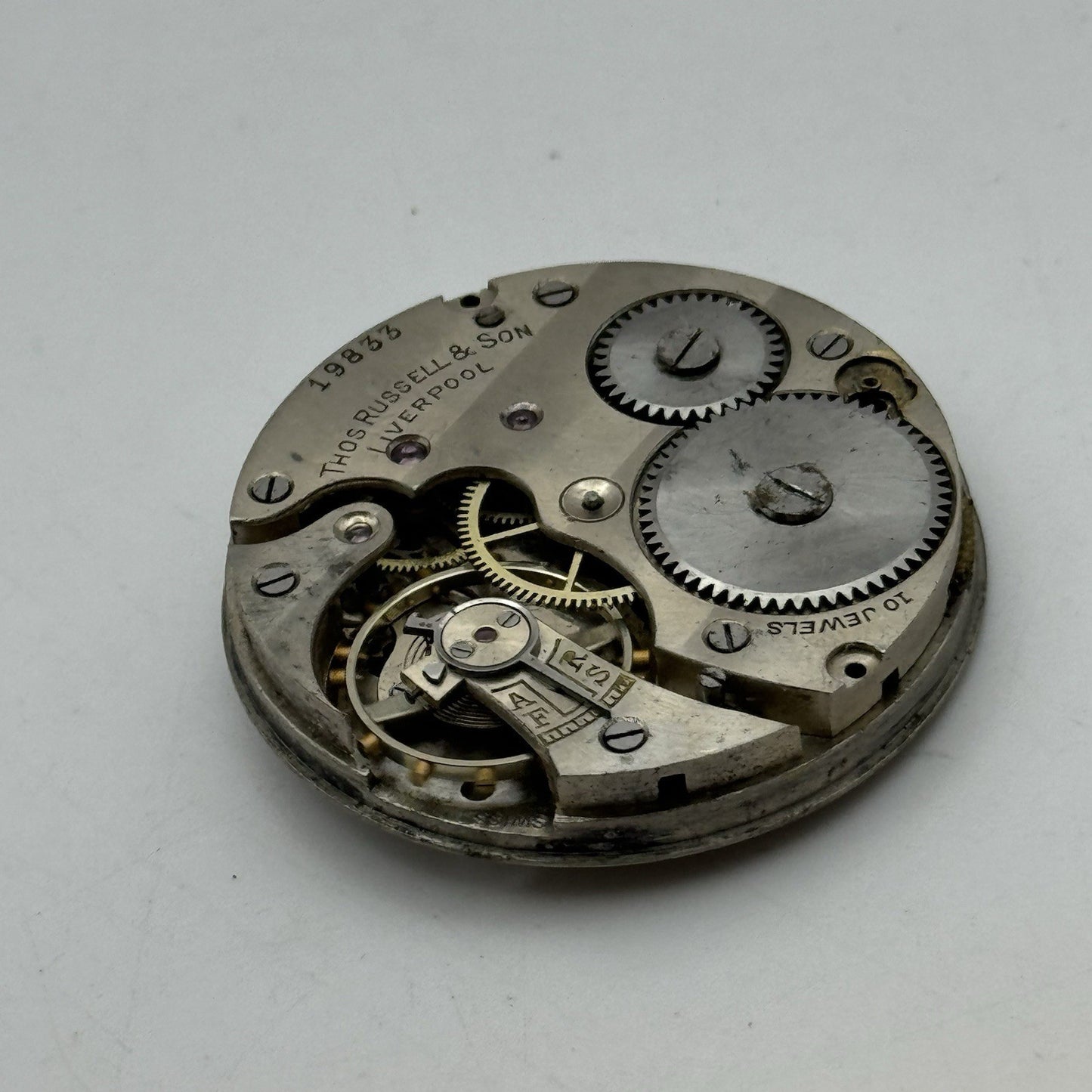 43mm Thomas Russell & Son Liverpool Good Balance Pocket Watch Movement PARTS