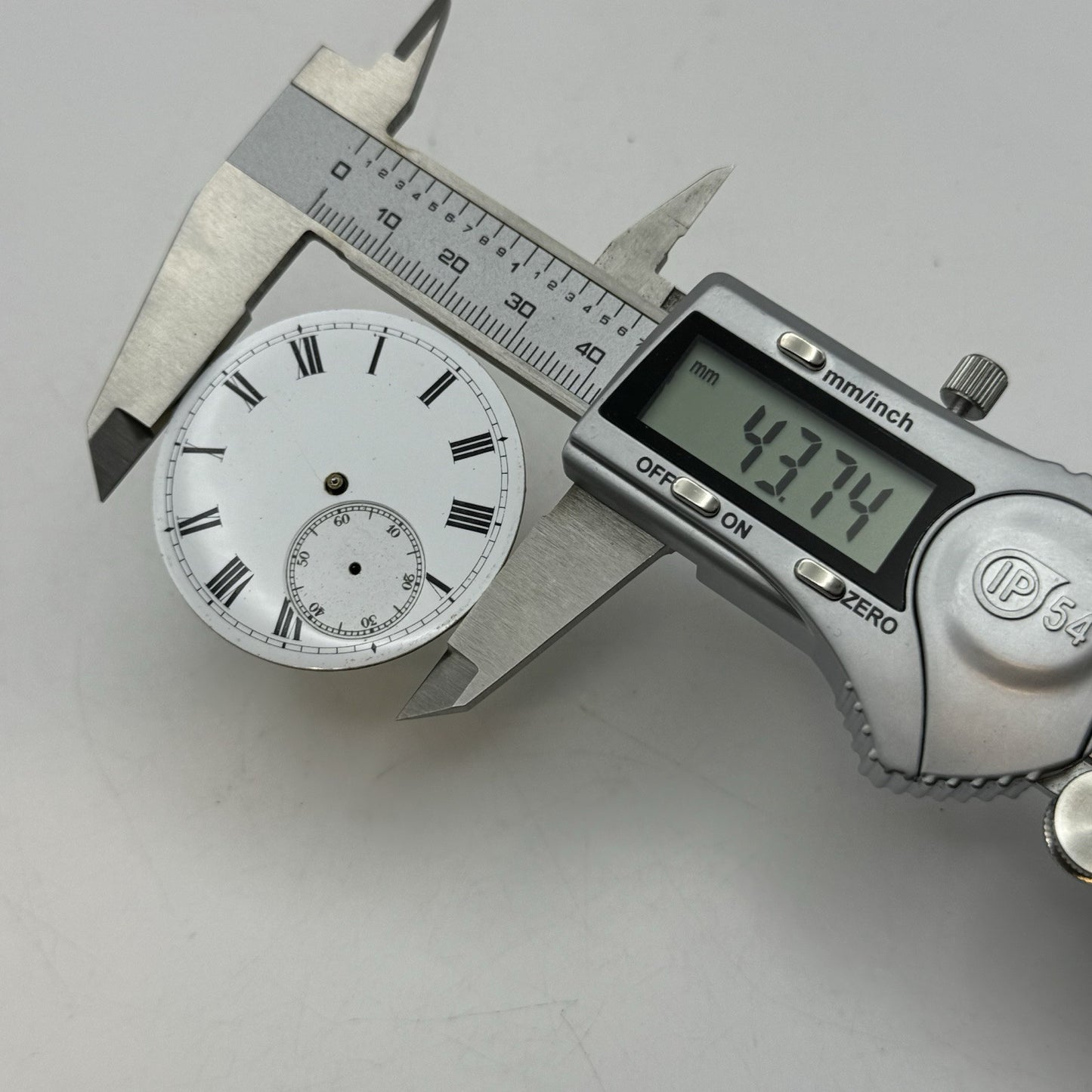 43.7mm Antique Key Wound Pocket Watch Movement - Porcelain Dial PARTS REPAIR