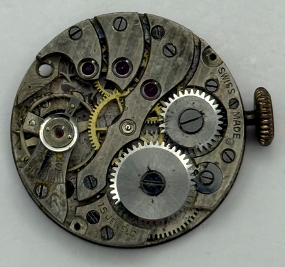23.2mm Vintage 15 Jewels Swiss Trench Watch Movement Manual Wind PARTS REPAIR