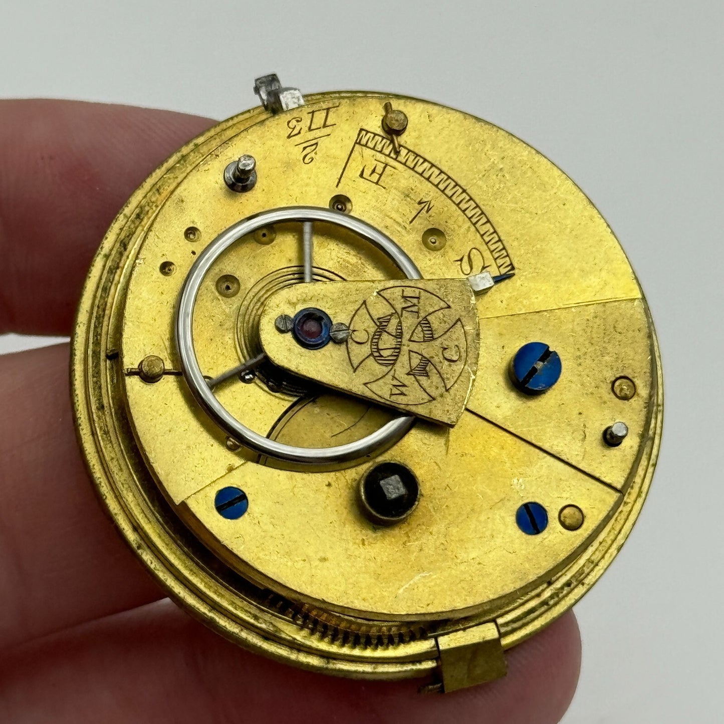 42.9mm Antique CWMC/S Wigston Coventry Cooperative Pocket Watch Movement PARTS