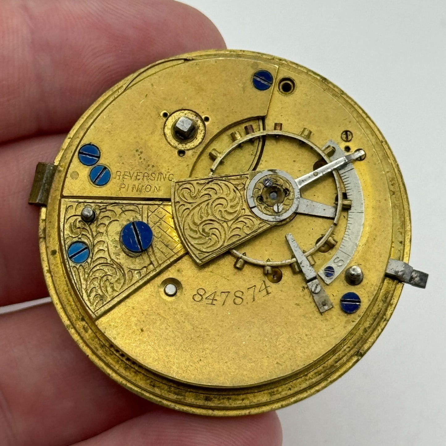 44.6mm Antique John Wilson Ossett Key Wound Pocket Watch Movement PARTS REPAIR