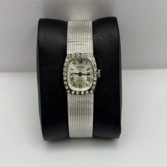 Vintage Ladies Mechanical Watch Systema Incabloc Jewelled Bezel Running 18mm