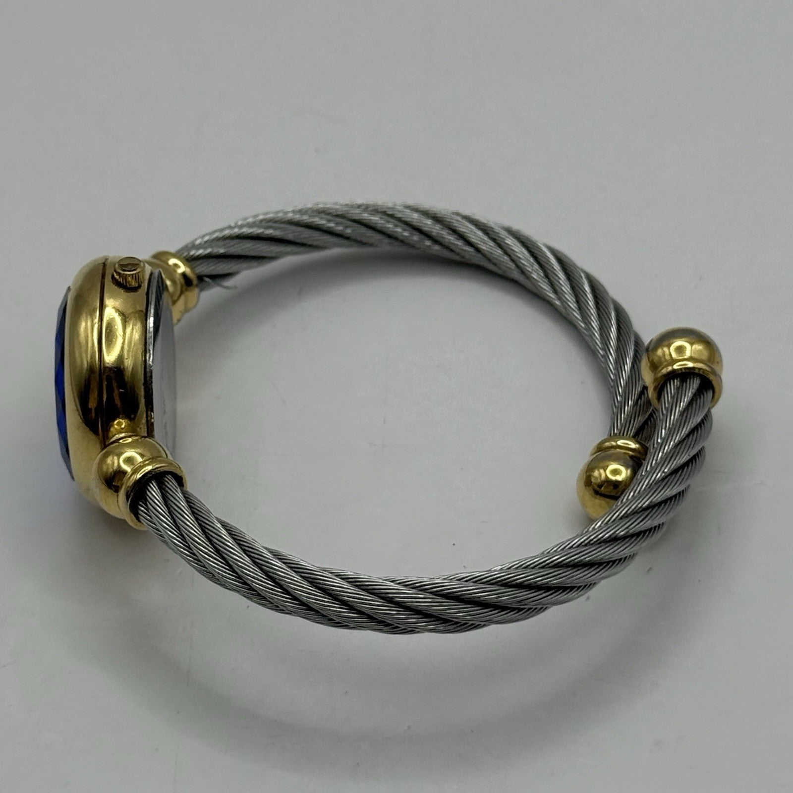 24mm Working Ladies Caravelle By Bulova Blue Dial Quartz Bangle Watch 6 Inches