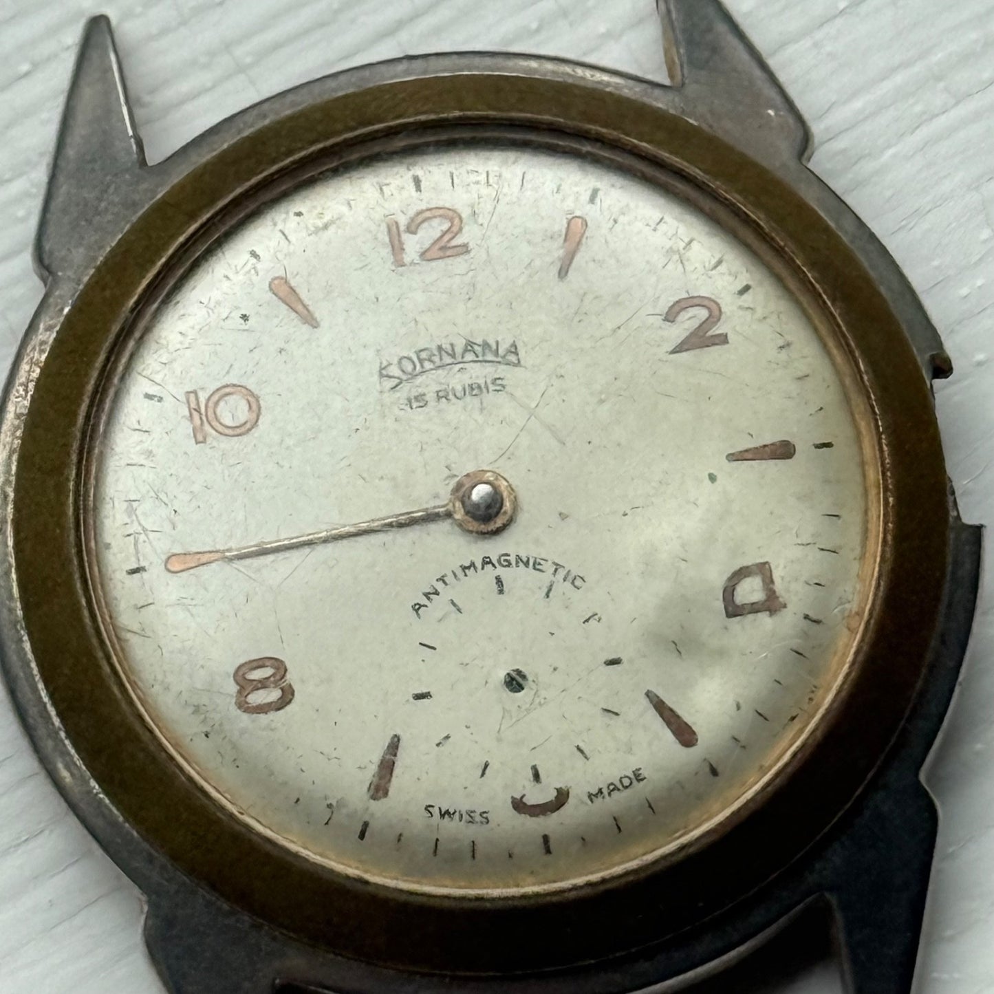 35mm Vintage Sornana 15 Rubis Swiss EB? Manual Wind Watch FOR PARTS / REPAIR