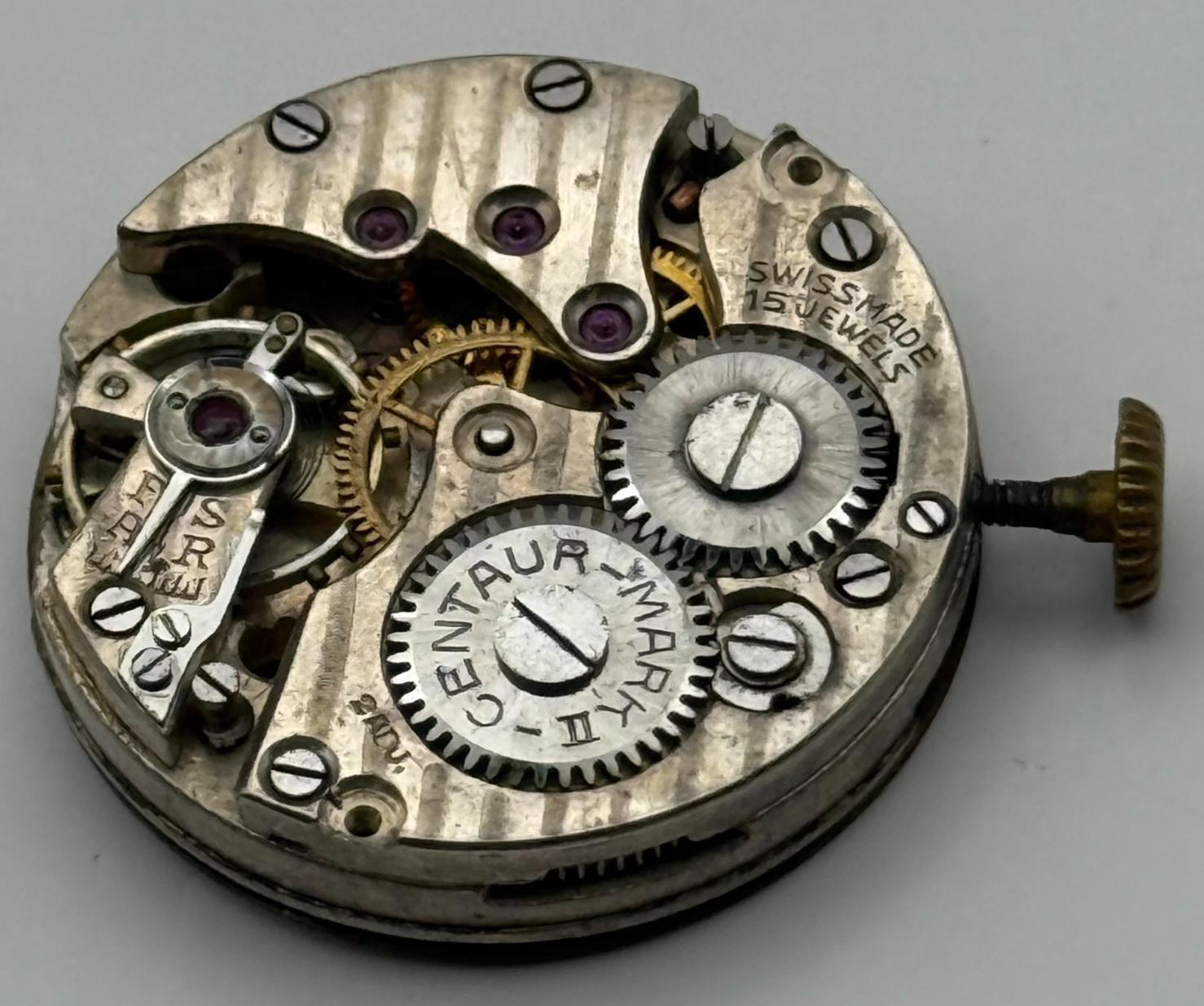 Centaur Mark II Watch Movement Running Manual Wind Vintage Parts Repair 23.6mm