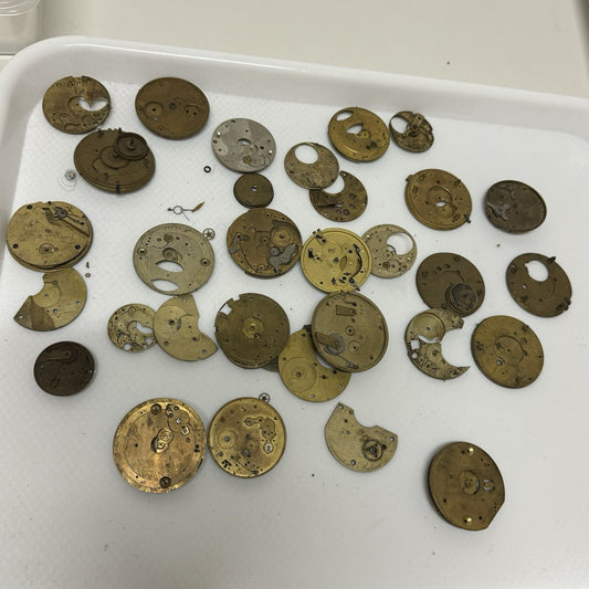 590 Grams Mixed Partial Pocket Watch Movements Watchmakers Job Lot Spares Parts