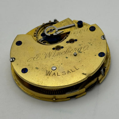 47.3mm Antique E Wineberg Walsall Pocket Watch Movement PARTS REPAIR SPARES
