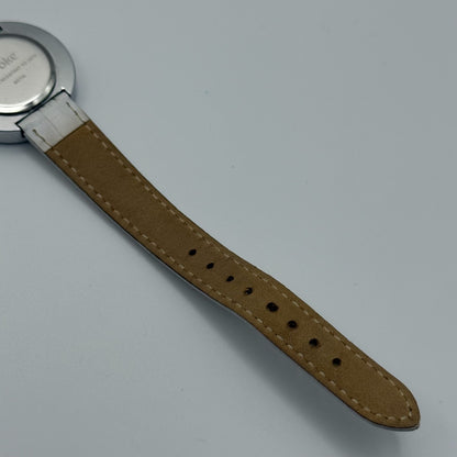 Evoke Ladies Quartz Watch Silver Dial Glitter Bezel White Strap Working 30mm