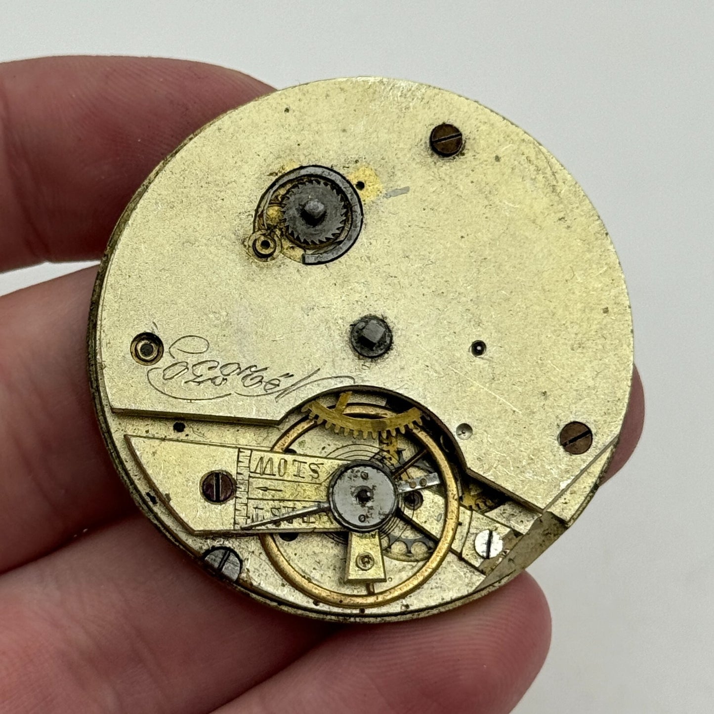 45.5mm Antique Unidentified Key Wound Pocket Watch Movement PARTS REPAIR SPARES