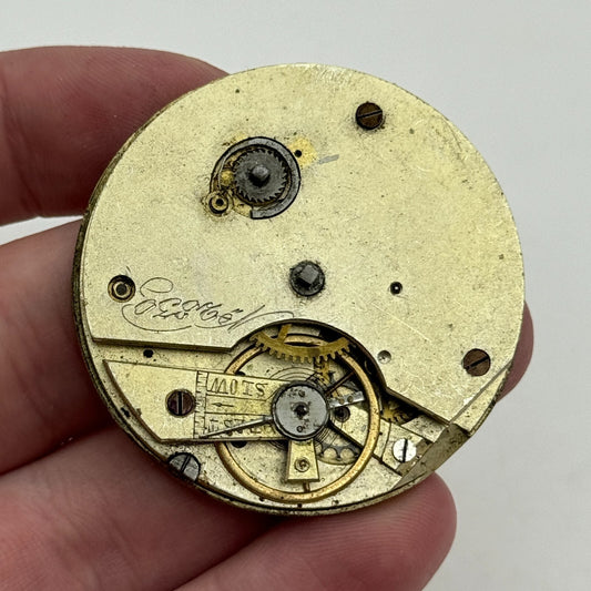 45.5mm Antique Unidentified Key Wound Pocket Watch Movement PARTS REPAIR SPARES