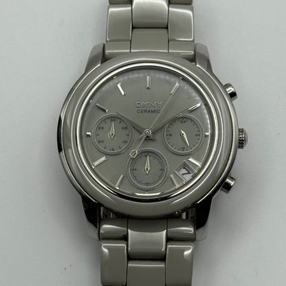 DKNY Ceramic Chronograph Watch Quartz Date Dial 38mm NY-8506 Bracelet Unisex