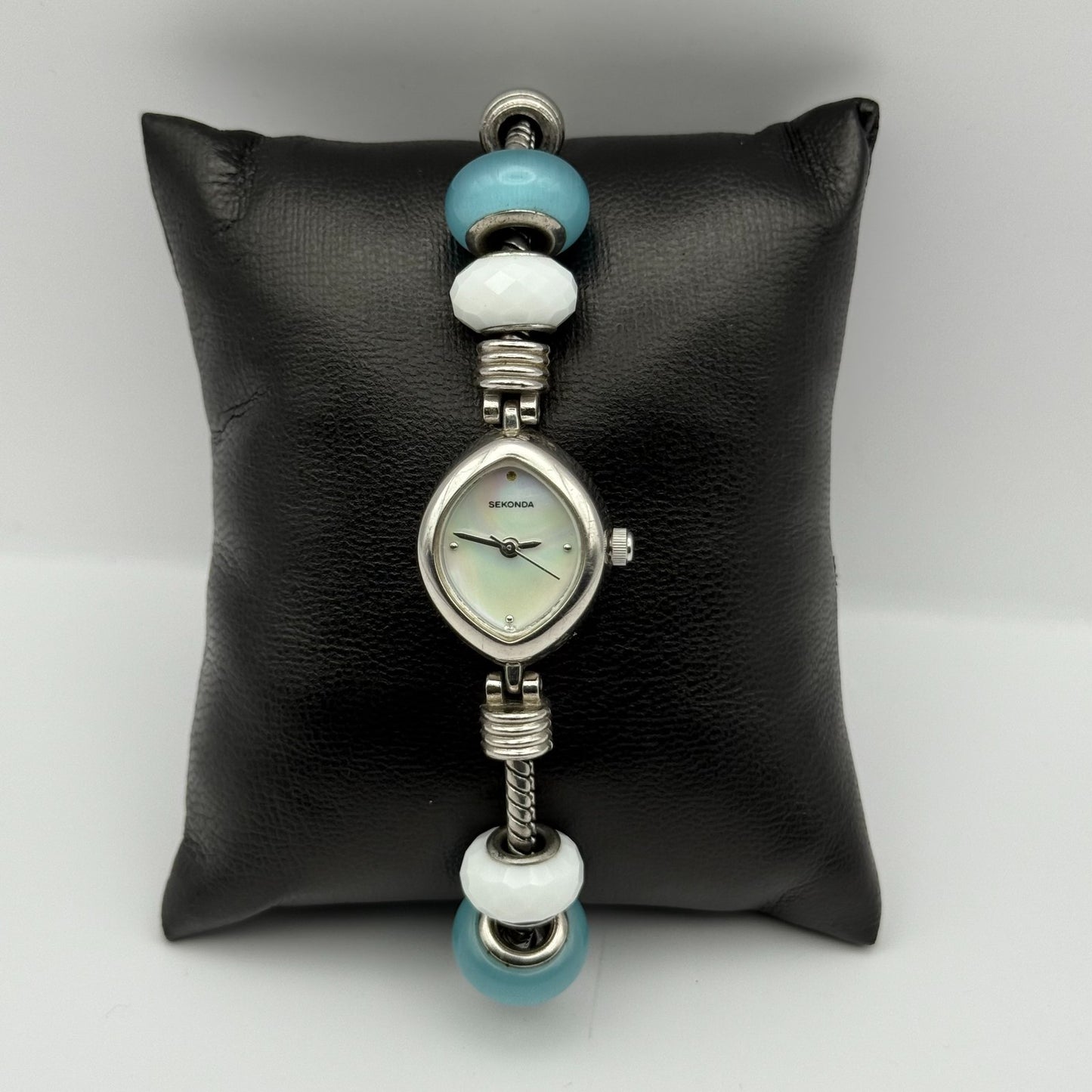 Sekonda Ladies Quartz Watch MOP Dial Beaded Design Bracelet Japan Working 20mm