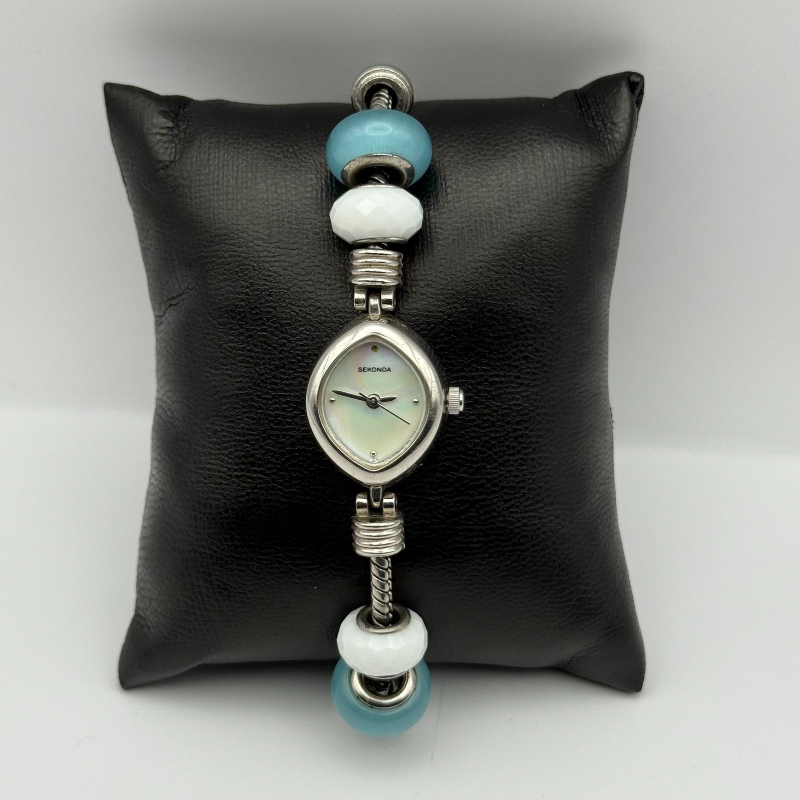 Sekonda Ladies Quartz Watch MOP Dial Beaded Design Bracelet Japan Working 20mm