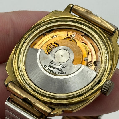 33mm Men’s Vintage Accurist Shockmaster Automatic ETA 2472 Date Dial Watch PARTS