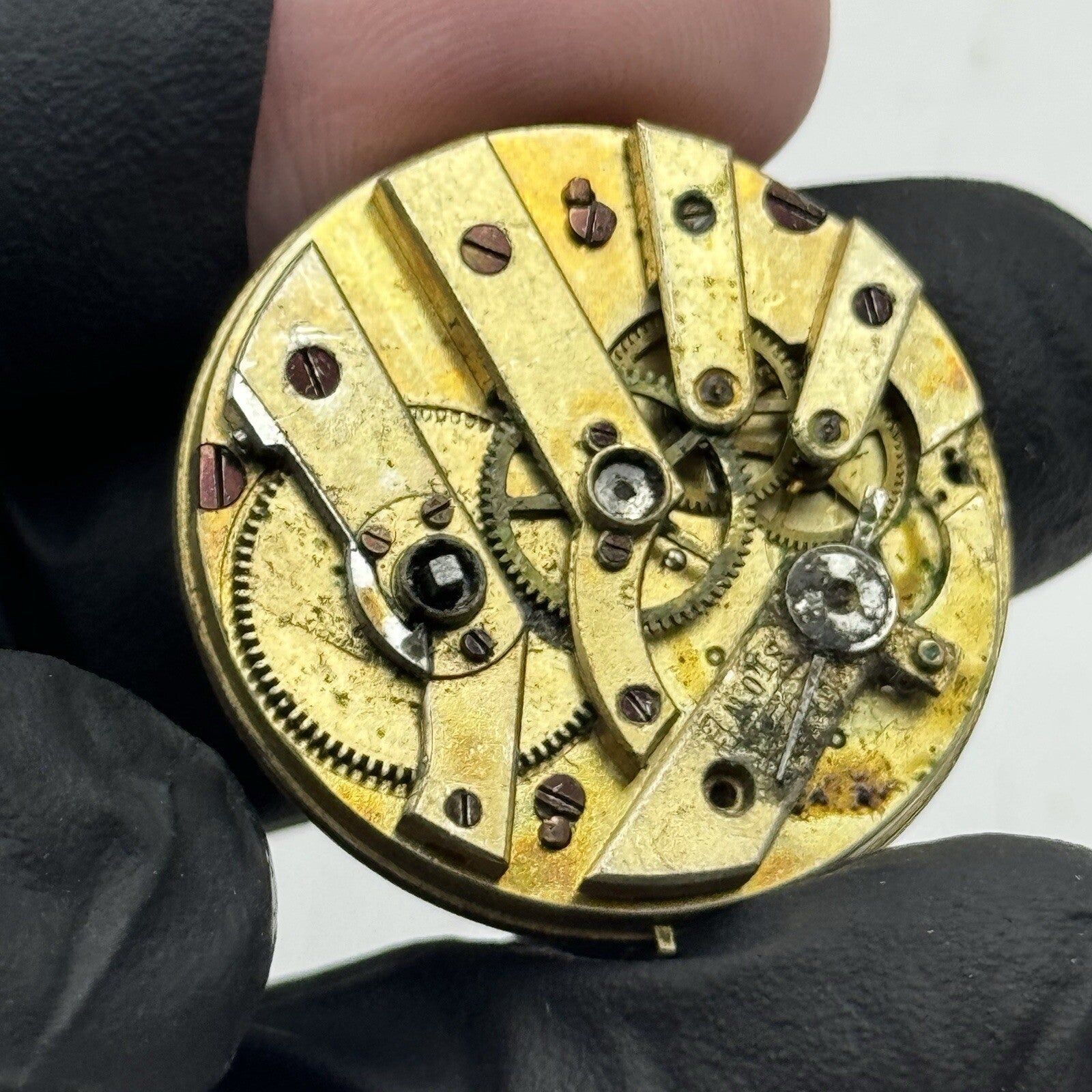 31.6mm Quality White Porcelain Dial Cylinder Watch Movement FOR PARTS