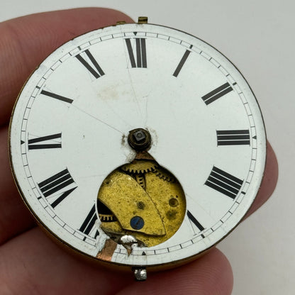43mm Antique Unusual Nugent Wells & Son Newport Pocket Watch Movement PARTS