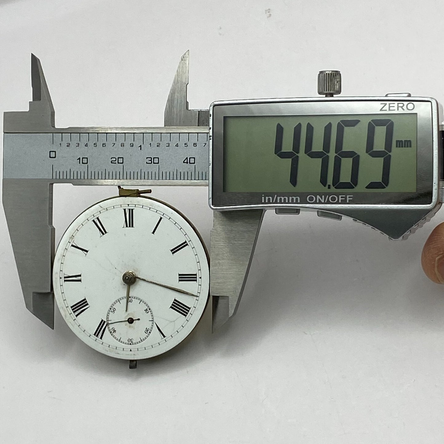 44.6mm Antique Key Wound Reversing Pinion Pocket Watch Movement PARTS REPAIR