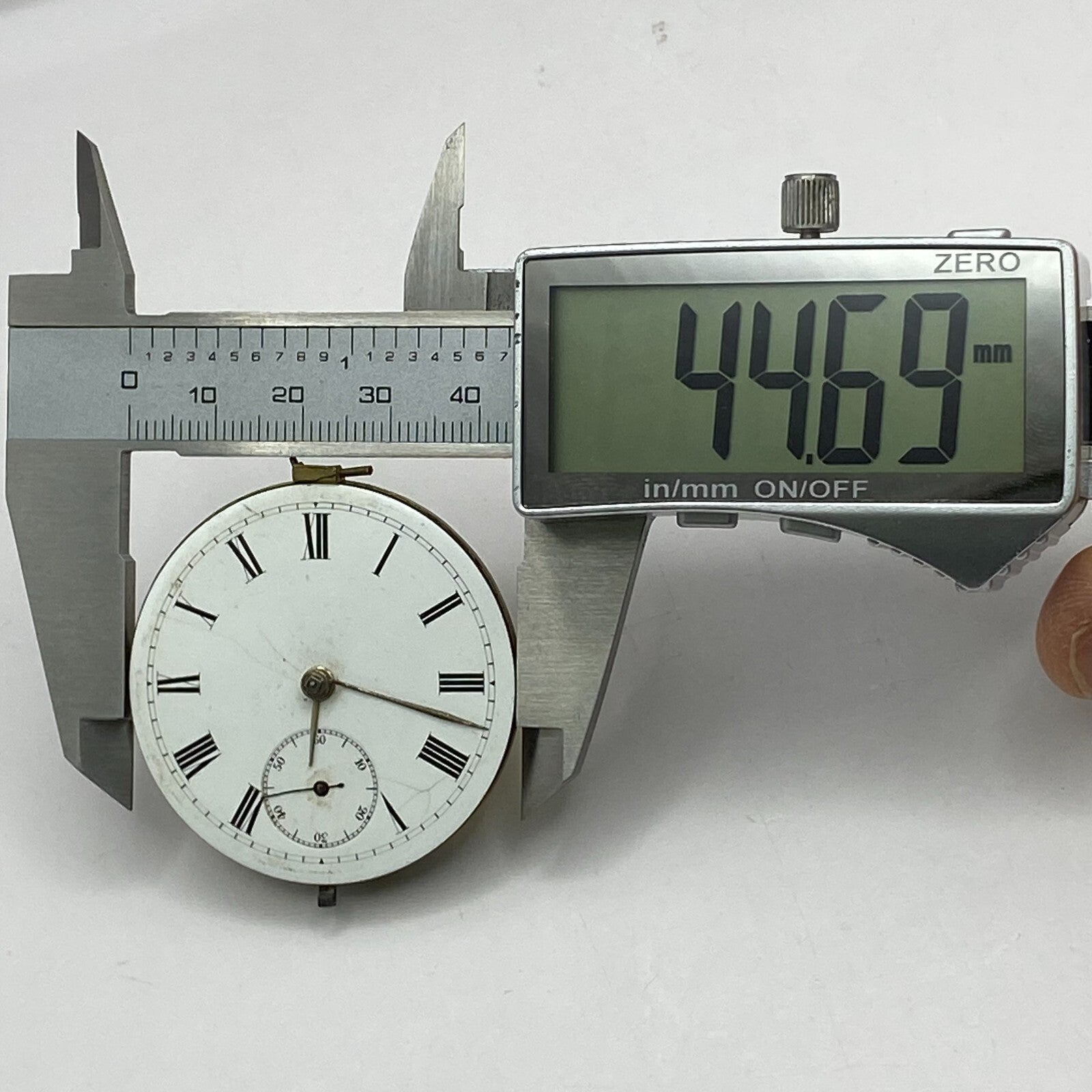 44.6mm Antique Key Wound Reversing Pinion Pocket Watch Movement PARTS REPAIR