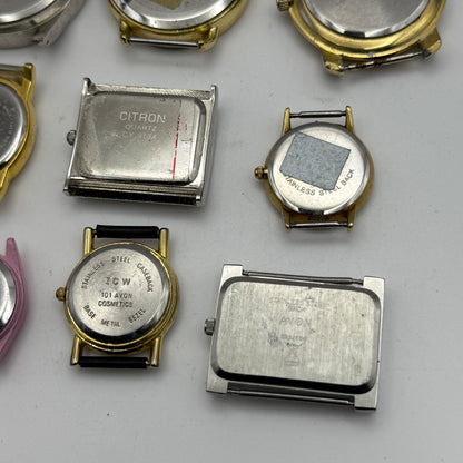 Bundle Of 9 Quartz Watches Modern / Vintage Untested Parts / Repair / Crafts