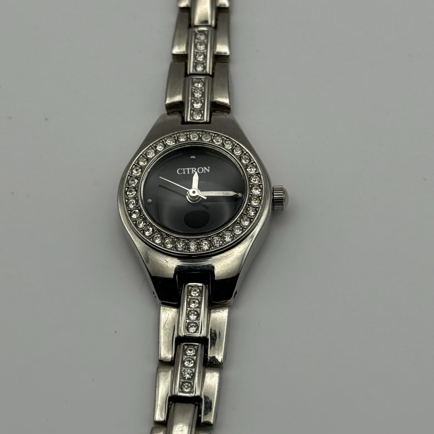 Citron BLC202 Ladies Quartz Watch Black Dial Silver Tone Bracelet Working 21mm