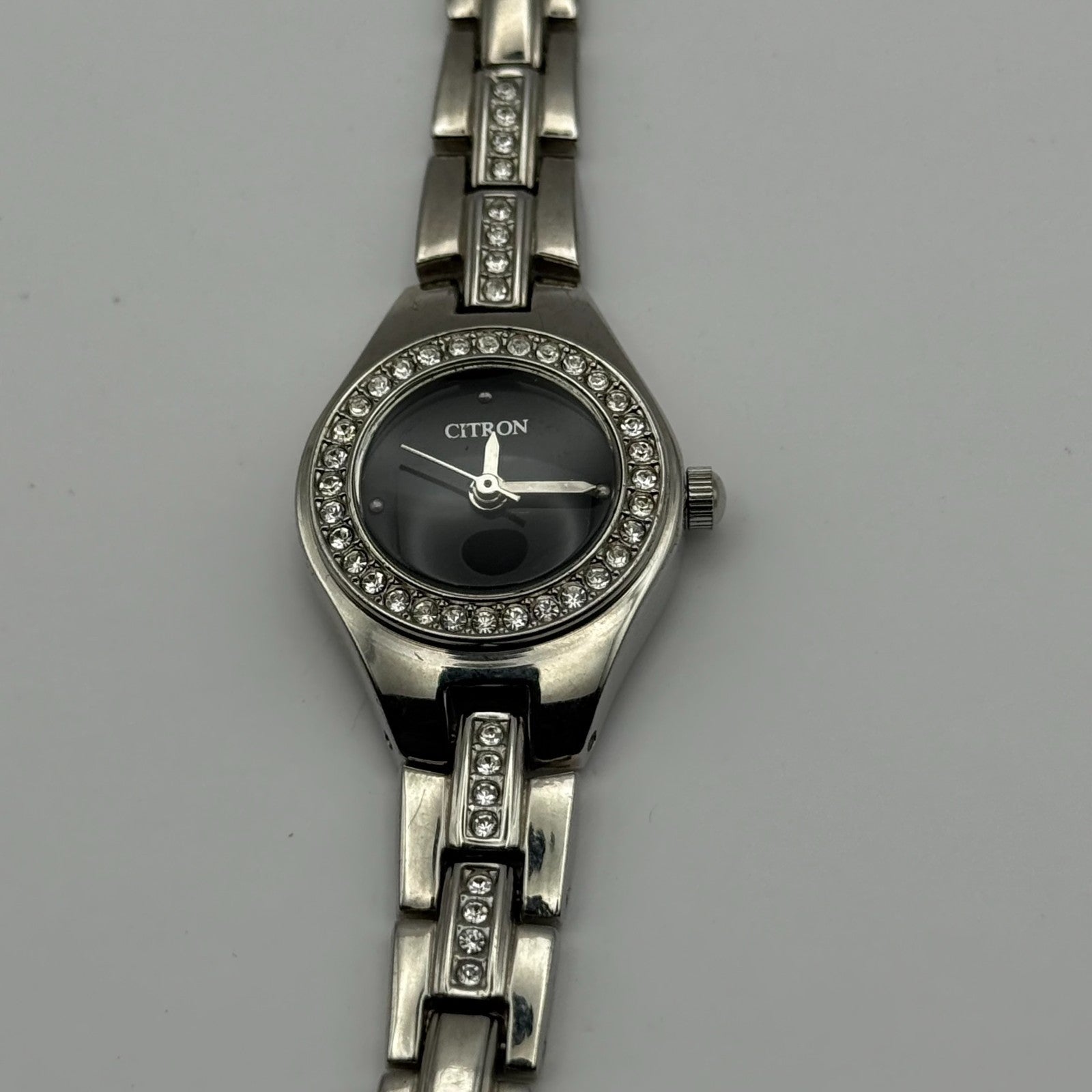 Citron BLC202 Ladies Quartz Watch Black Dial Silver Tone Bracelet Working 21mm