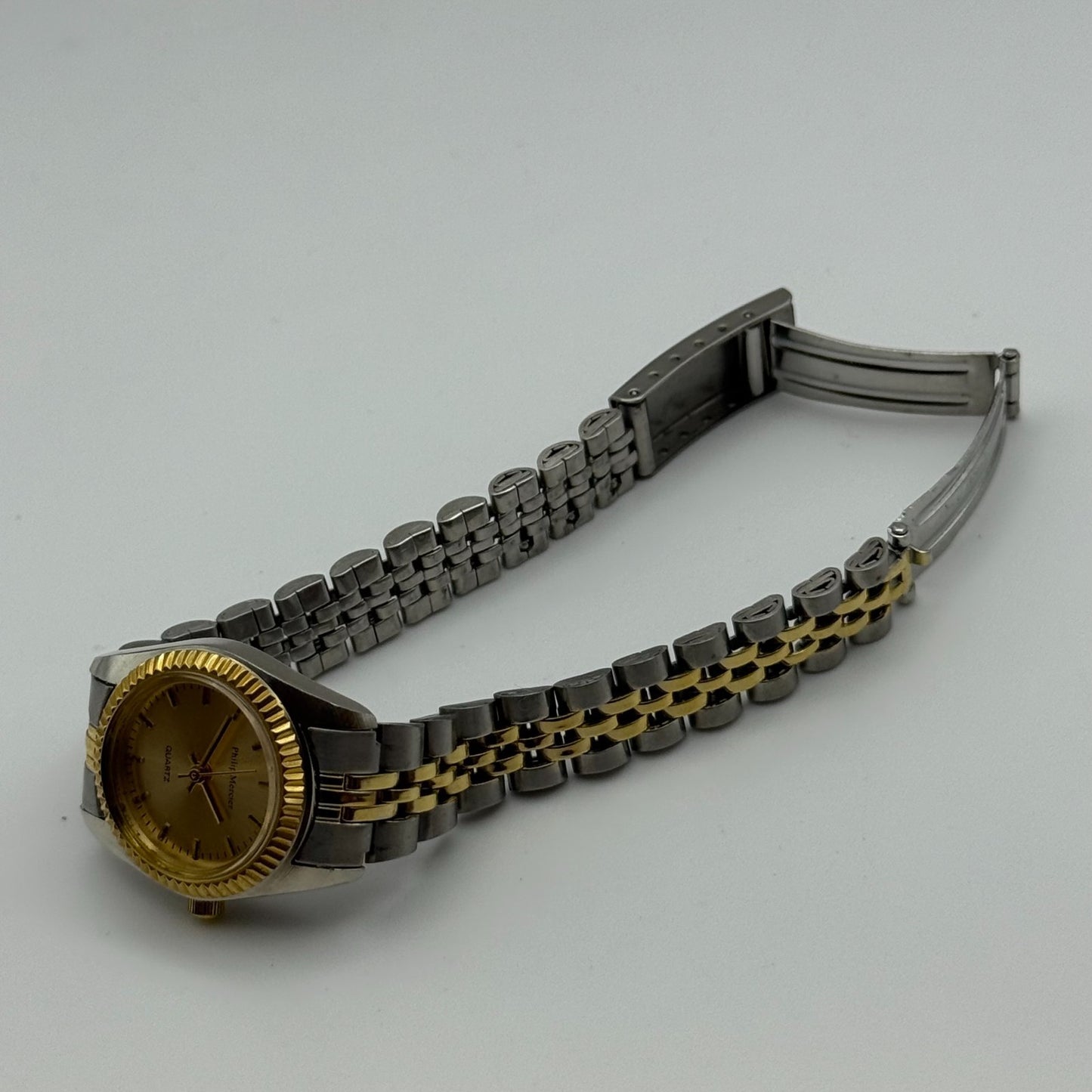 24mm Working Ladies Philip Mercier L123L Two Tone Quartz Watch 6.75 Inches