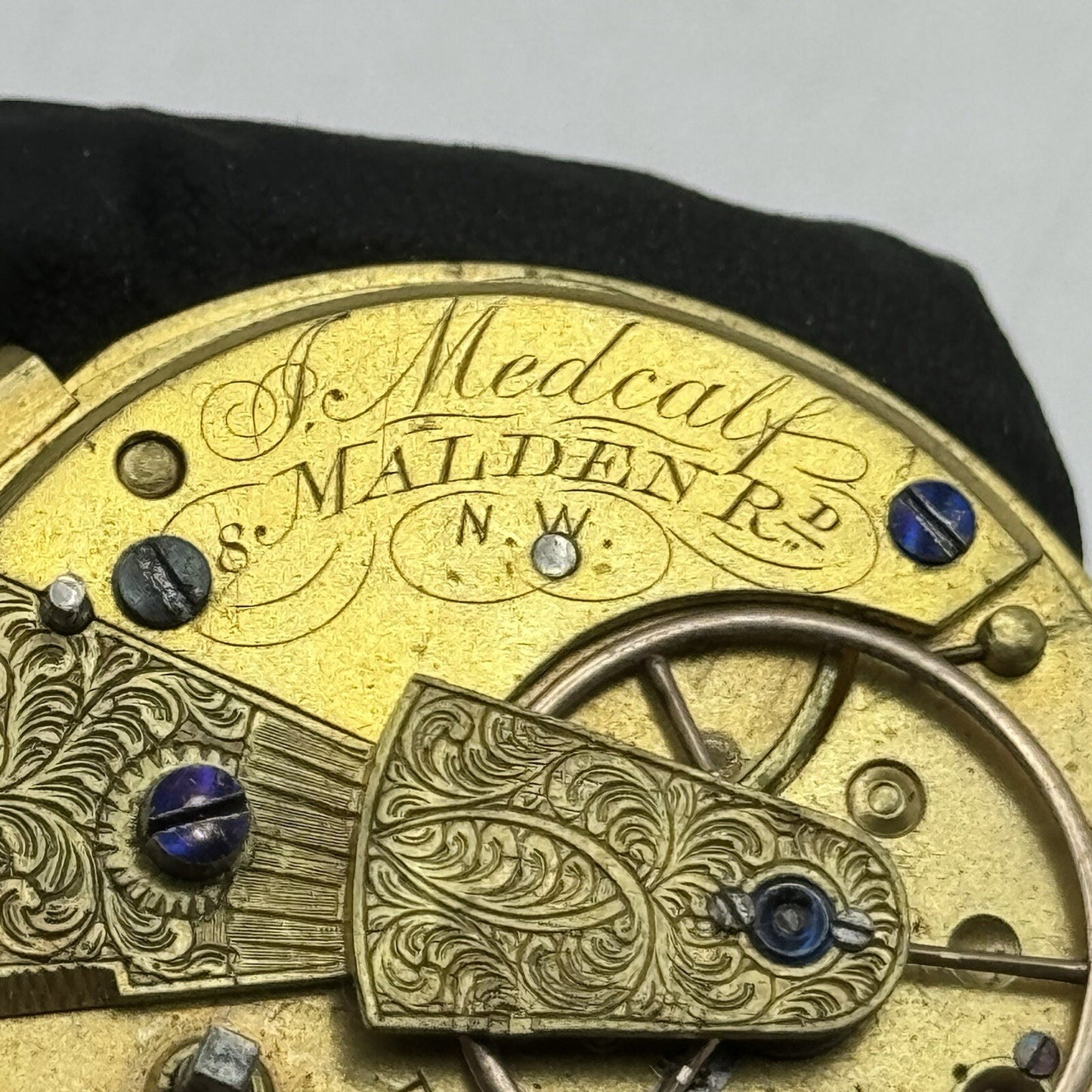 41.7mm J Medcalf Malden Road Antique Fusee Pocket Watch Movement FOR PARTS